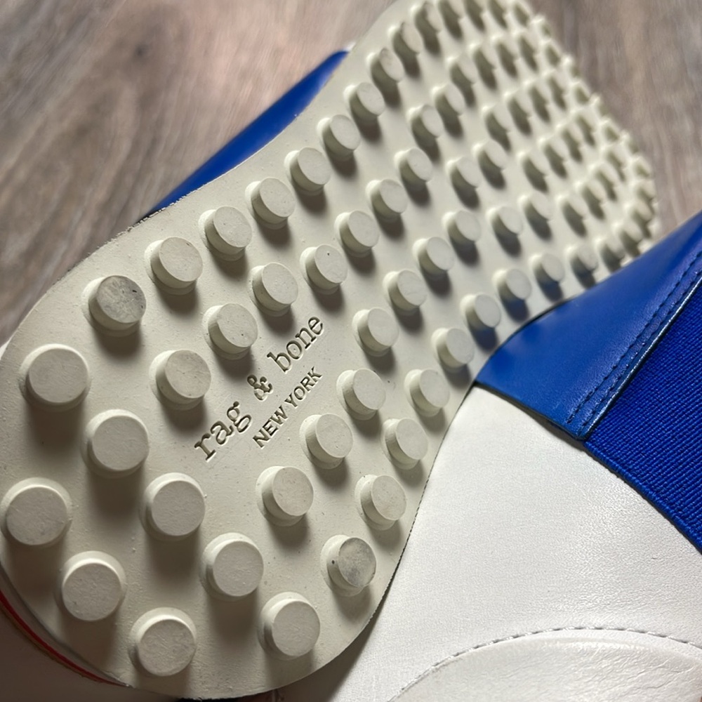 Rag & Bone Dylan Women’s Leather Elastic Runner in White & Blue Size 8.5 - Picture 13 of 14